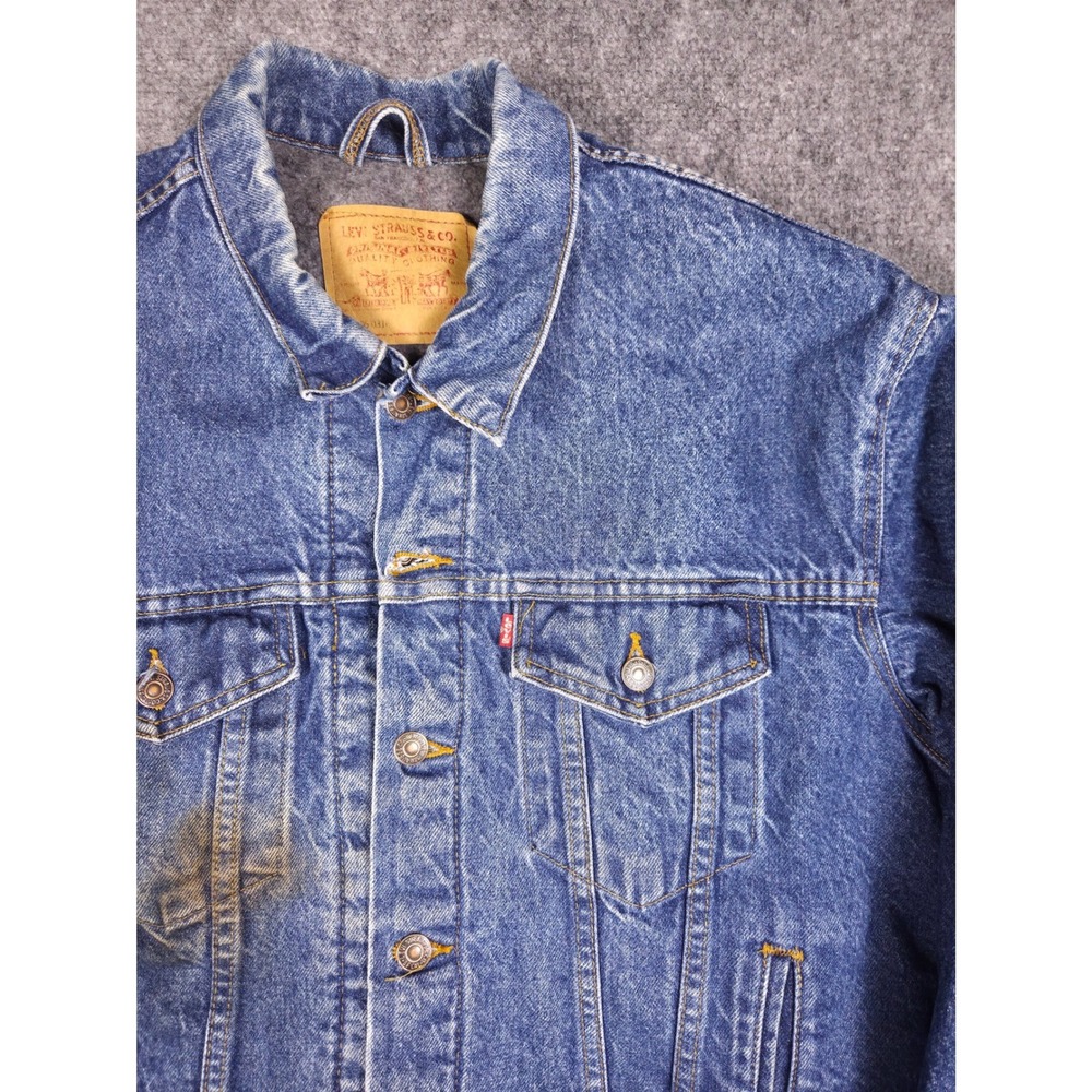 Vintage 90s Levis 70506 Type 3 Blanket Lined Denim Trucker Jacket USA Mens 44 XL - Picture 3 of 14